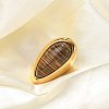 Teardrop Natural Tiger Eye Finger Rings RJEW-Q007-07G-2