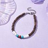 Summer Beach Round Natural Red Jasper & Synthetic Turquoise & White Shell & Coconut Beaded Bracelets BJEW-JB10813-2