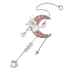 Flower Moon Metal & Natural Rose Quartz Chips Hanging Suncatcher GG-CBAB970-03A-4