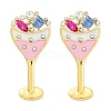 Zinc Alloy Enamel Stud Earrings EJEW-Z088-03G-01-4