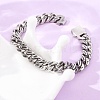 304 Stainless Steel Engraved Beast & Christian Upside Down Cross Cuban Link Chain Bracelets for Women Men BJEW-F529-17P-5