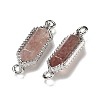 Natural Strawberry Quartz Faceted Double Terminal Pointed Hexagon Connector Charms G-G181-04P-03-2