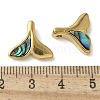 Fishtail Shape 304 Stainless Steel Natural Paua Shell/White Shell Charms STAS-U037-07G-01-3