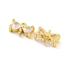 Brass Pave Clear Cubic Zirconia Connector Charms KK-B096-04G-2