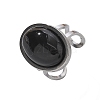 Oval Natural Black Agate Finger Rings RJEW-M062-02P-03-2