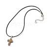 Natural Unakite Cross Pendant Necklaces NJEW-JN04624-02-4