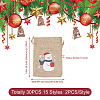 30Pcs 15 Styles Rectangle Jute Cloth Storage Pouches ABAG-KS0001-03-4