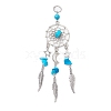 6Pcs 6 Styles Natural & Synthetic Mixed Gemstone & Alloy Woven Web/Net with Feather Big Pendants PALLOY-JF03443-3