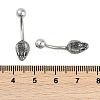 Snake Head 316 Surgical Stainless Steel Cubic Zirconia Belly Button Rings EJEW-G416-16AS-02-5