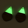 Walnut Wood & Luminous Glow in the Dark Resin Pendants RESI-N039-73-2