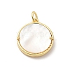 Brass Clear Cubic Zirconia with Shell Pendants KK-G450-02G-10-2