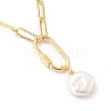 Flat Round Natural Baroque Pearl Pendant Necklaces NJEW-JN03085-4