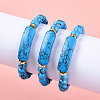 Synthetic Bklue Turquoise Beads Stretch Bracelets BJEW-T022-04J-4