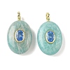Natural Amazonite & Cubic Zirconia Pendants X-G-Z076-01G-18-1