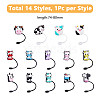 DICOSMETIC 14Pcs 14 Style Cow Theme Silicone Straw Cap AJEW-DC0001-46-2