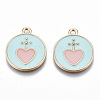 Light Gold Plated Alloy Enamel Pendants ENAM-T009-73B-RS-1