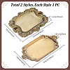 2Pcs 2 Styles Vintage Resin & Alloy Rectangle Tray Display Decorations for Rings Earrings Necklaces AJEW-PH0008-32-4