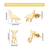 DICOSMETIC 16 Pairs 4 Style Deer & Wolf 304 Stainless Steel Stud Earrings for Women EJEW-DC0001-20-4