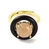 Rack Plating Round Brass Enamel Adjustable Rings RJEW-U004-01B-G-2