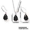 Brass Glass Teardrop Dangle Earrings & Pendant Necklaces Sets for Women SN7010-1-1