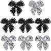 CRASPIRE 8Pcs 2 Colors Bowknot Hotfix Rhinestone Appliques DIY-CP0009-66-1