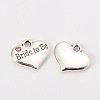 Wedding Theme Antique Silver Tone Tibetan Style Heart with Bride to Be Rhinestone Charms TIBEP-N005-10B-1