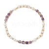 Natural Rose Quartz & Natural AmethystCube Beaded Stretch Bracelets for Women BJEW-JB13390-01-2