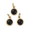 Ion Plating(IP) Natural Black Onyx(Dyed & Heated) Half Round Charms with Jump Ring STAS-A097-05G-10-1