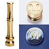 Golden Tone Brass Wax Seal Stamp Head with Bamboo Stick Shaped Handle STAM-K001-05G-M-1