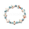 5Pcs 5 Colors Baking Paint Synthetic Turquoise Cross & Round Beads Stretch Bracelets for Men Women BJEW-JB12341-4