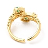 Green Cubic Zirconia Teardrop Open Cuff Ring RJEW-E064-08G-3