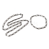 304 Stainless Steel Paperclip Chains Bracelet & Necklace Jewelry Sets SJEW-L199-15P-4