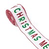 Christmas Theme Polyester Imitation Linen Wrapping Ribbon SRIB-P020-01C-2