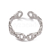 304 Stainless Steel Hollow Teardrop Clasp Shape Open Cuff Rings for Women RJEW-G285-33P-2