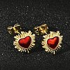 Brass Enamel Stud Earrings for Women EJEW-A126-05C-G-4