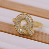 Brass Micro Pave Clear Cubic Zirconia Initial Cuff Rings FS-WGB210B-17-1