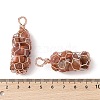 Rack Plating Copper Wire Wrapped Natural Red Agate Chip Big Pendants G-C130-01RG-11-3