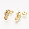 Brass Cubic Zirconia Stud Earrings EJEW-S201-160-2