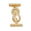 Rack Plating Brass Micro Pave Clear Cubic Zirconia Hook Clasps KK-F876-15G-1