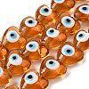 Heart Evil Eye Lampwork Bead Strands LAMP-R119-07-1