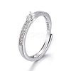 Anti-Tarnish Adjustable Rhodium Plated 925 Sterling Silver Finger Ring Components STER-F048-15P-1