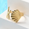 304 Stainless Steel Starfish & Shell Open Cuff Rings for Women RJEW-C095-09G-2