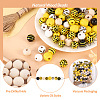 Kissitty DIY Bee Wooded Ornaments Kit DIY-KS0001-28-4