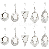 Beebeecraft 20Pcs 5 Style Hexagon & Teardrop & Flat Round & Polygon 304 Stainless Steel Dangle Earring Settings FIND-BBC0002-50-1