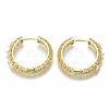 Brass Micro Pave Clear Cubic Zirconia Huggie Hoop Earrings EJEW-S201-211-NF-2