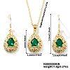 Brass Glass Teardrop Dangle Earrings & Pendant Necklaces Sets for Women PL9386-3-1