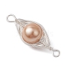 Copper Wire Wrapped Shell Pearl Connector Charms PALLOY-JF03114-01-4