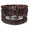 4Pcs Retro Cattlehide Leather Cord Multi-strand Bracelets for Men WGE7990-11-1