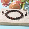 Natural Tiger Eye Round Bead Adjustable Braided Bracelets UO3136-16-3