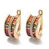 Brass with Colorful Cubic Zirconia Hoop Earrings EJEW-B035-38KCG-1